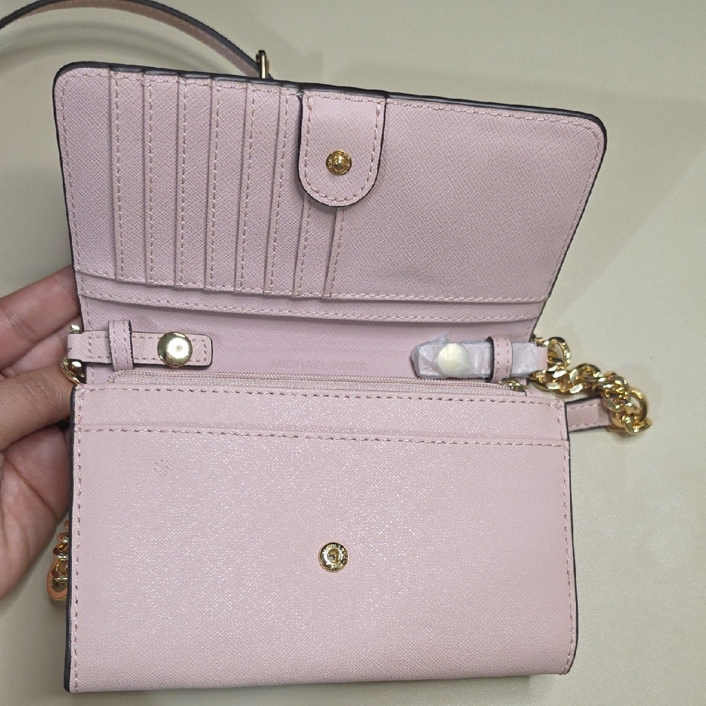 Michael Kors Light Pink Crossbody Wallet with Gold Hardware - Picture 3 of 5
